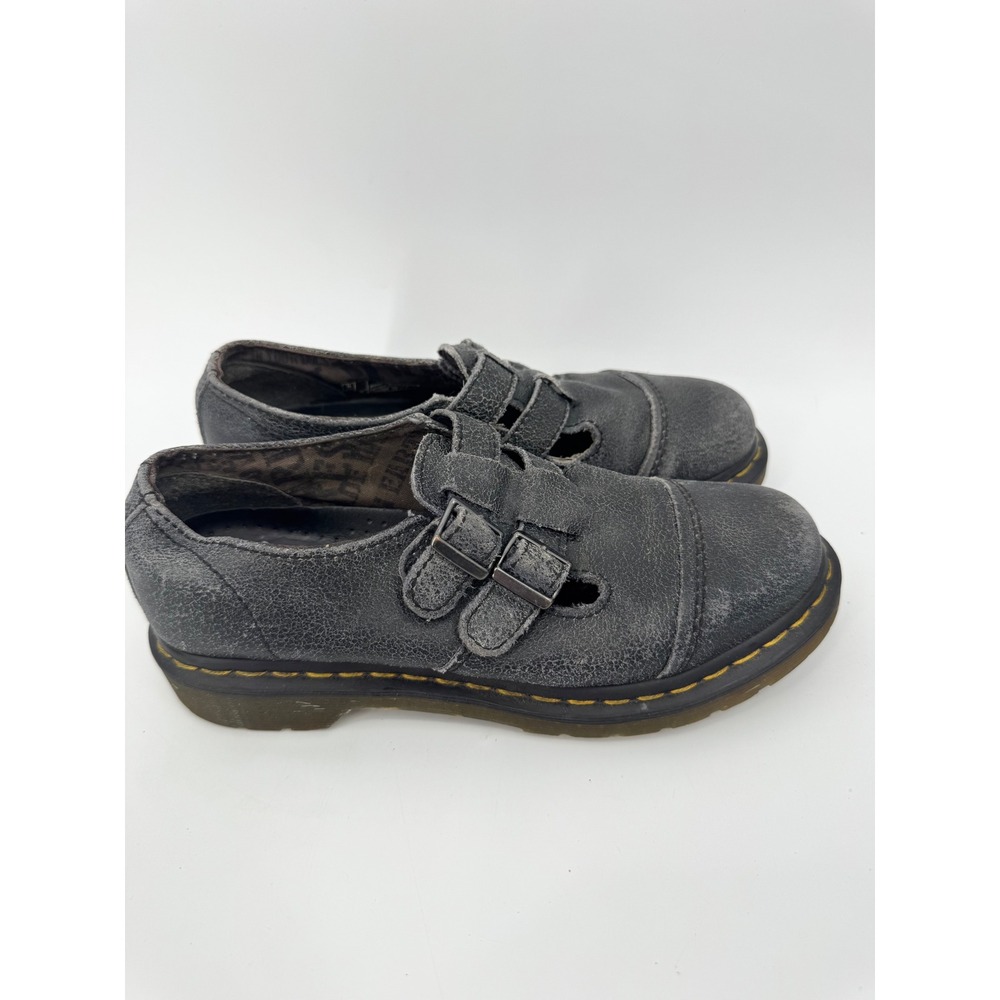 Dr.‎ Martens Susy Mary Janes Women Size 8 Black Distressed Double Buckle Leather